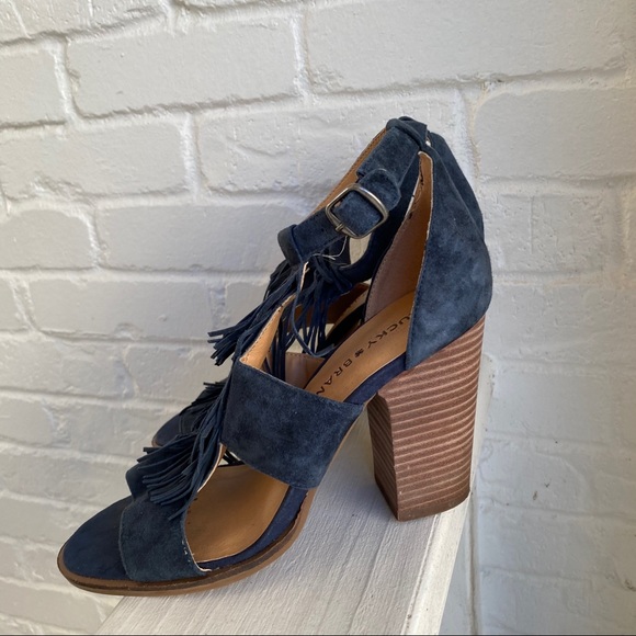 Lucky Brand Fringe Suede Block Heel Shoes 7 - Picture 13 of 16